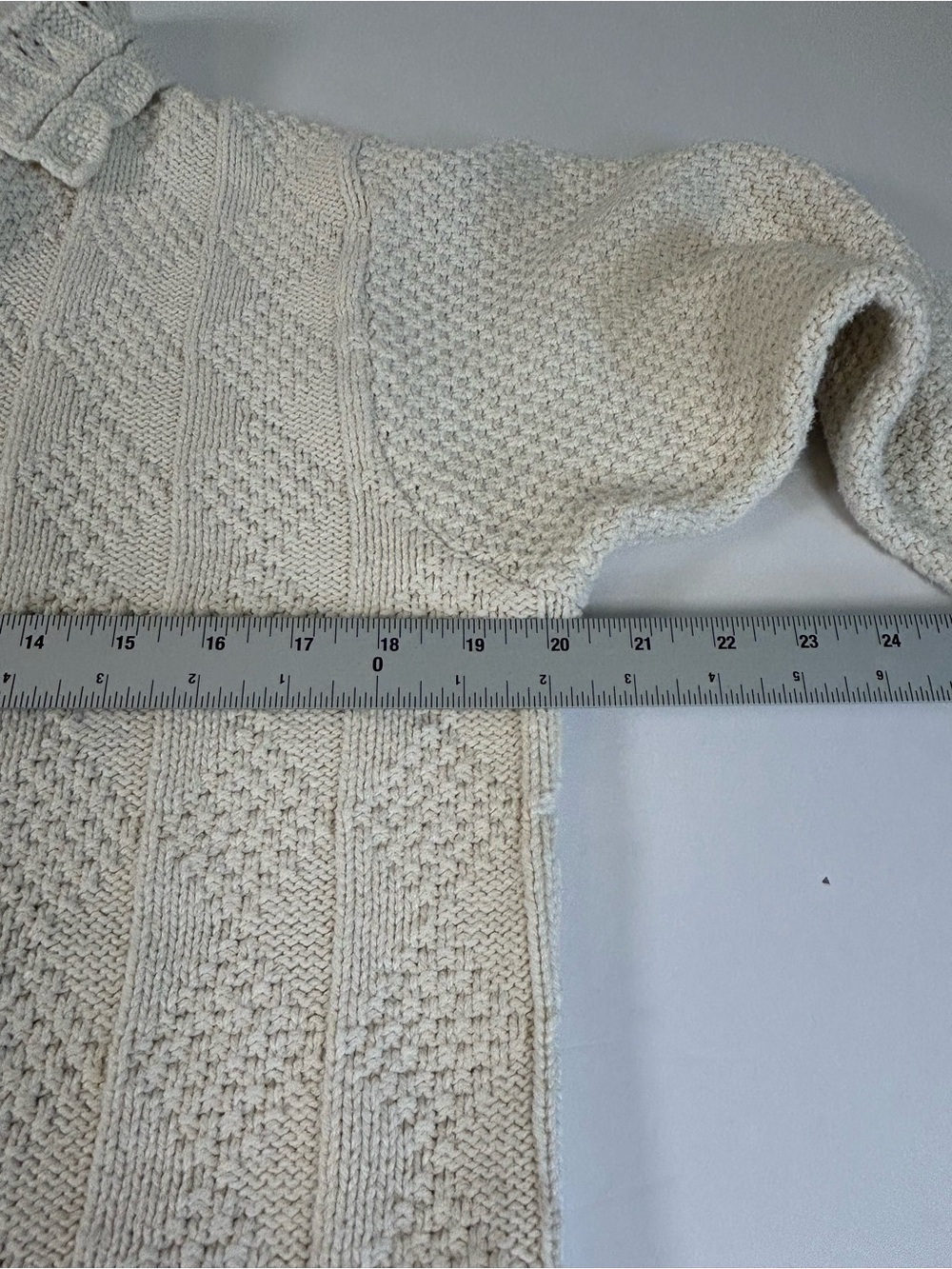 L.L. Bean Cream Chunky Knit Button-Front Cardigan - Picture 6 of 7